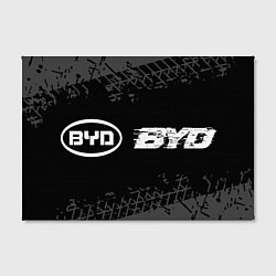 Холст прямоугольный BYD speed на темном фоне со следами шин: надпись и, цвет: 3D-принт — фото 2