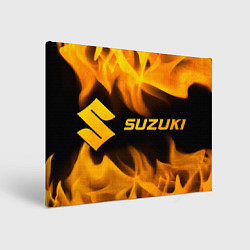 Холст прямоугольный Suzuki - gold gradient: надпись и символ, цвет: 3D-принт