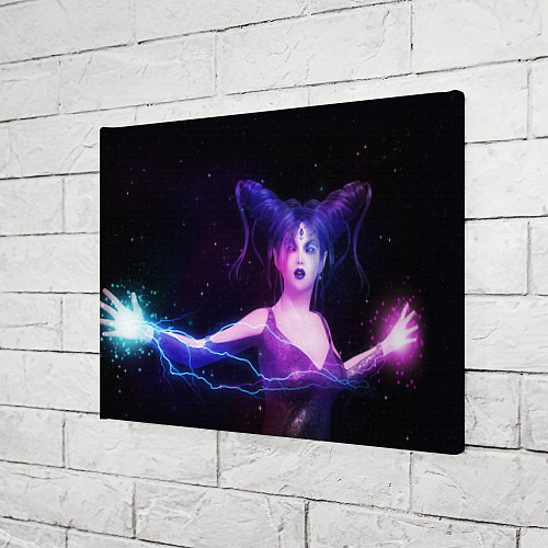 Картина прямоугольная Ведьма с голубыми и розовыми молниями / 3D-принт – фото 3