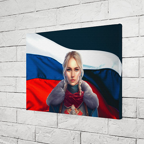Картина прямоугольная Славянская девушка - флаг России / 3D-принт – фото 3