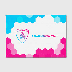 Холст прямоугольный Lamborghini neon gradient style: надпись и символ, цвет: 3D-принт — фото 2