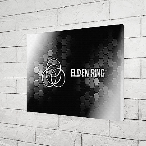 Картина прямоугольная Elden Ring glitch на темном фоне: надпись и символ / 3D-принт – фото 3