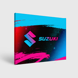Холст прямоугольный Suzuki - neon gradient: надпись и символ, цвет: 3D-принт