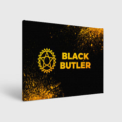 Холст прямоугольный Black Butler - gold gradient: надпись и символ, цвет: 3D-принт