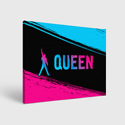 Холст прямоугольный Queen - neon gradient: надпись и символ, цвет: 3D-принт