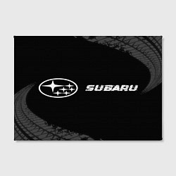 Холст прямоугольный Subaru speed на темном фоне со следами шин: надпис, цвет: 3D-принт — фото 2