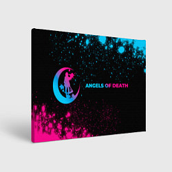 Холст прямоугольный Angels of Death - neon gradient: надпись и символ, цвет: 3D-принт