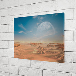 Холст прямоугольный Пустынная планета и спутник, цвет: 3D-принт — фото 2