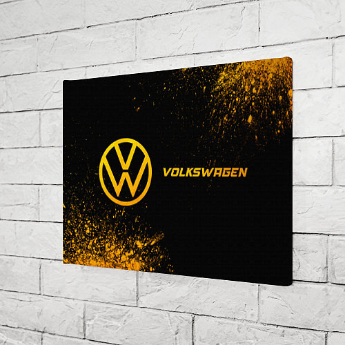 Картина прямоугольная Volkswagen - gold gradient: надпись и символ / 3D-принт – фото 3