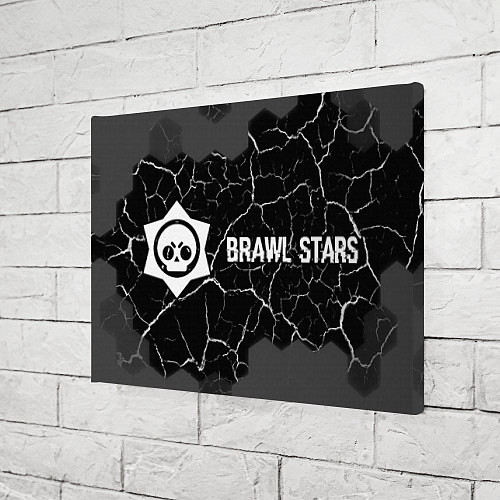 Картина прямоугольная Brawl Stars glitch на темном фоне: надпись и симво / 3D-принт – фото 3