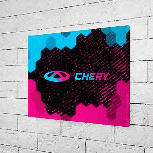 Картина прямоугольная Chery - neon gradient: надпись и символ / 3D-принт – фото 3