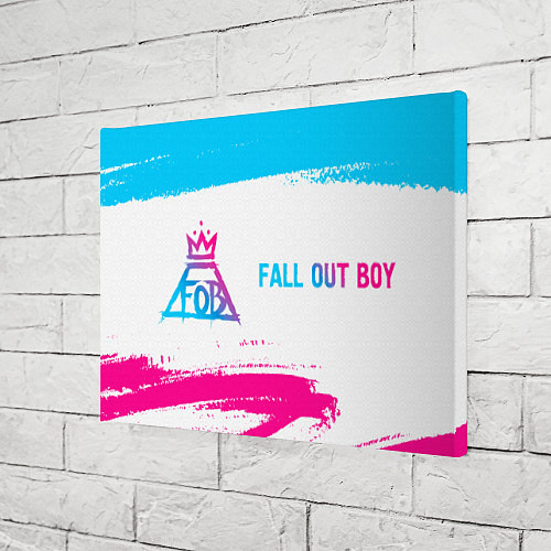 Картина прямоугольная Fall Out Boy neon gradient style: надпись и символ / 3D-принт – фото 3