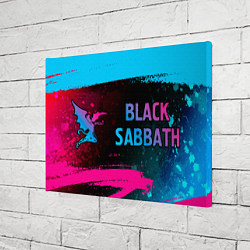 Холст прямоугольный Black Sabbath - neon gradient: надпись и символ, цвет: 3D-принт — фото 2