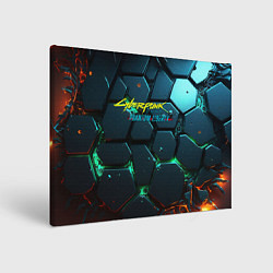 Холст прямоугольный Cyberpunk 2077 phantom liberty logo, цвет: 3D-принт