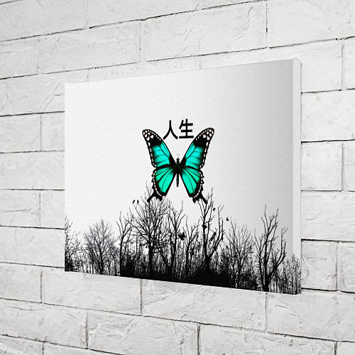 Картина прямоугольная С бабочкой на фоне японского иероглифа / 3D-принт – фото 3