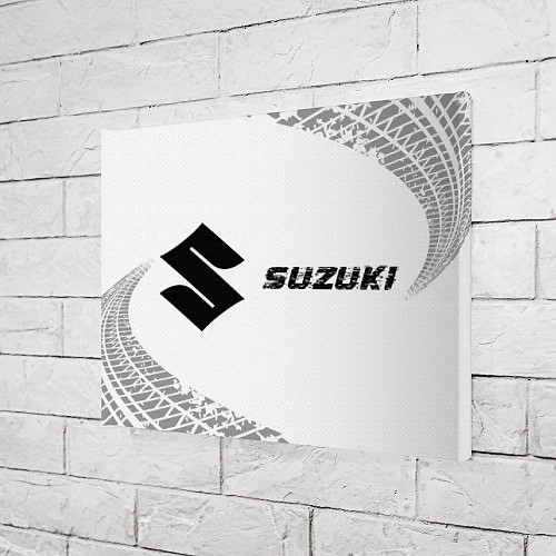 Картина прямоугольная Suzuki speed на светлом фоне со следами шин: надпи / 3D-принт – фото 3