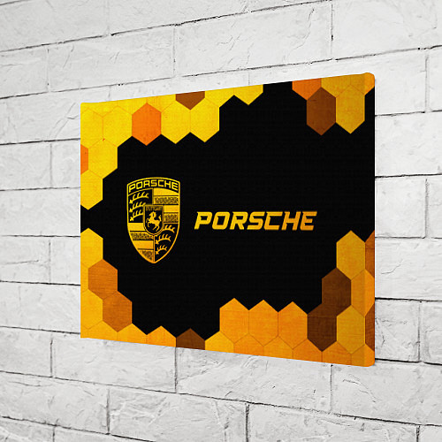 Картина прямоугольная Porsche - gold gradient: надпись и символ / 3D-принт – фото 3