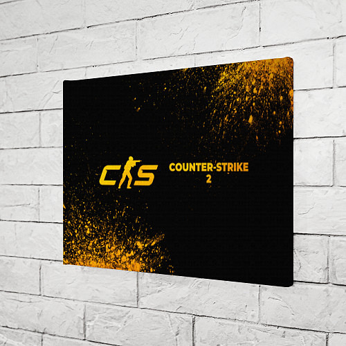Картина прямоугольная Counter-Strike 2 - gold gradient: надпись и символ / 3D-принт – фото 3