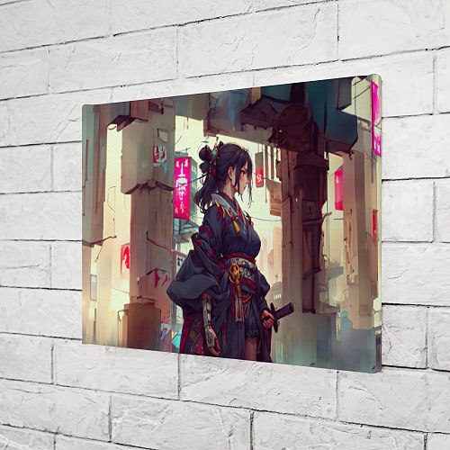 Картина прямоугольная Кибер самурай девушка / 3D-принт – фото 3