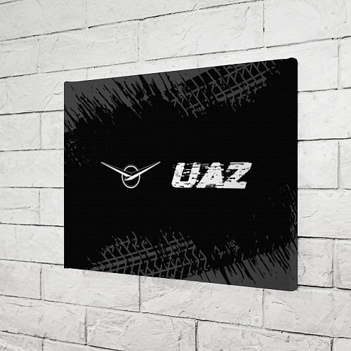 Картина прямоугольная UAZ speed на темном фоне со следами шин: надпись и / 3D-принт – фото 3