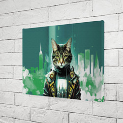 Холст прямоугольный Funny cat on the background of skyscrapers, цвет: 3D-принт — фото 2