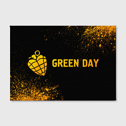 Холст прямоугольный Green Day - gold gradient: надпись и символ, цвет: 3D-принт — фото 2