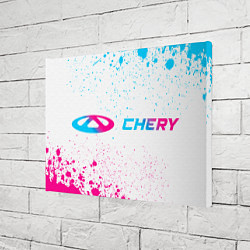 Холст прямоугольный Chery neon gradient style: надпись и символ, цвет: 3D-принт — фото 2