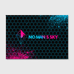 Холст прямоугольный No Mans Sky - neon gradient: надпись и символ, цвет: 3D-принт — фото 2