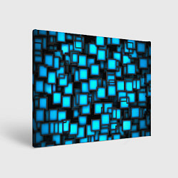 Холст прямоугольный Геометрия - синие квадраты, цвет: 3D-принт