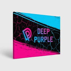 Холст прямоугольный Deep Purple - neon gradient: надпись и символ, цвет: 3D-принт