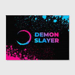 Холст прямоугольный Demon Slayer - neon gradient: надпись и символ, цвет: 3D-принт — фото 2