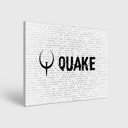 Холст прямоугольный Quake glitch на светлом фоне: надпись и символ, цвет: 3D-принт