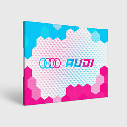 Холст прямоугольный Audi neon gradient style: надпись и символ, цвет: 3D-принт