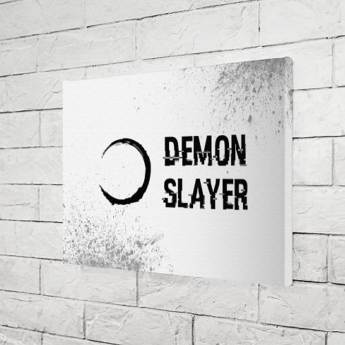 Картина прямоугольная Demon Slayer glitch на светлом фоне: надпись и сим / 3D-принт – фото 3