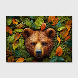 Холст прямоугольный Медведь в листьях, цвет: 3D-принт — фото 2