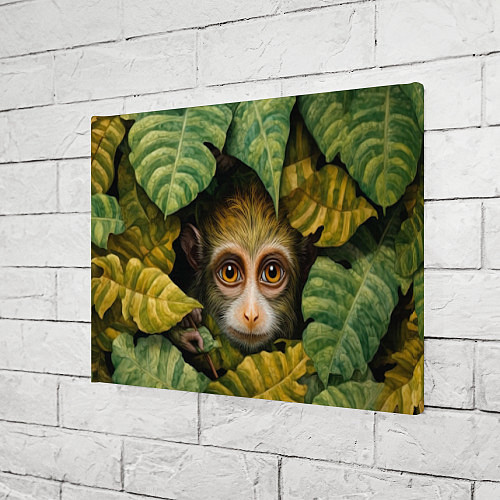 Картина прямоугольная Маленькая обезьянка в листьях / 3D-принт – фото 3
