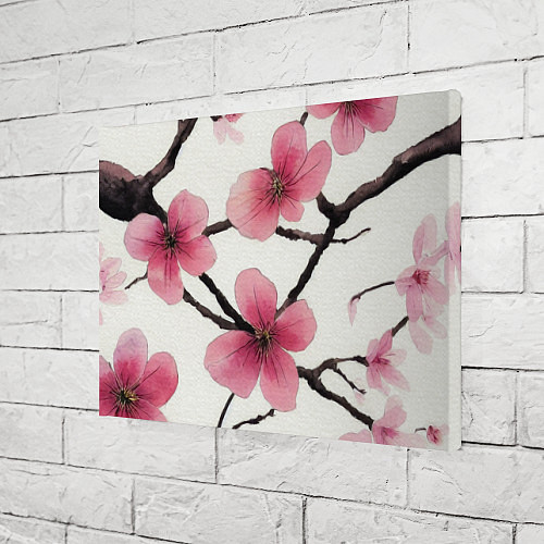 Картина прямоугольная Цветы и ветви японской сакуры - текстура холста / 3D-принт – фото 3