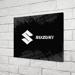 Холст прямоугольный Suzuki speed на темном фоне со следами шин: надпис, цвет: 3D-принт — фото 2