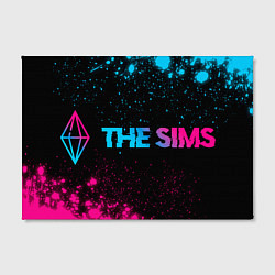 Холст прямоугольный The Sims - neon gradient: надпись и символ, цвет: 3D-принт — фото 2