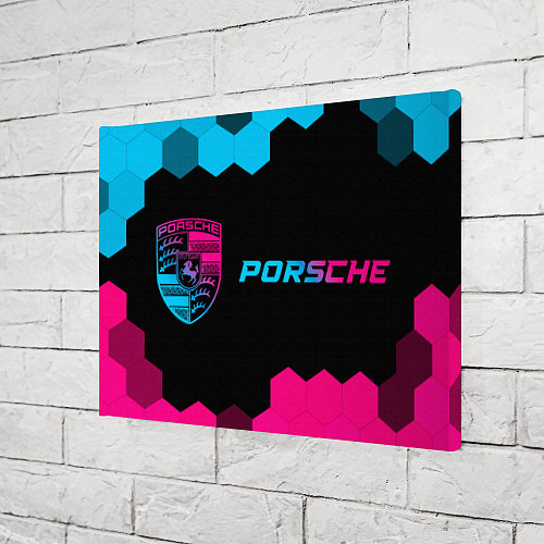 Картина прямоугольная Porsche - neon gradient: надпись и символ / 3D-принт – фото 3