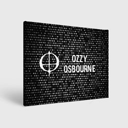 Холст прямоугольный Ozzy Osbourne glitch на темном фоне: надпись и сим, цвет: 3D-принт