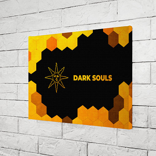 Картина прямоугольная Dark Souls - gold gradient: надпись и символ / 3D-принт – фото 3