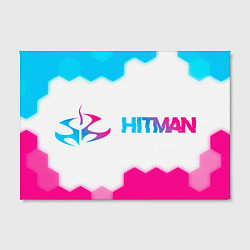 Холст прямоугольный Hitman neon gradient style: надпись и символ, цвет: 3D-принт — фото 2