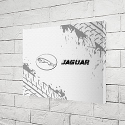 Холст прямоугольный Jaguar speed на светлом фоне со следами шин: надпи, цвет: 3D-принт — фото 2