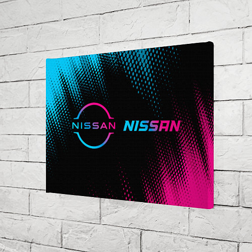 Картина прямоугольная Nissan - neon gradient: надпись и символ / 3D-принт – фото 3
