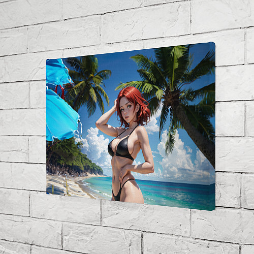 Картина прямоугольная Девушка с рыжими волосами на пляже / 3D-принт – фото 3