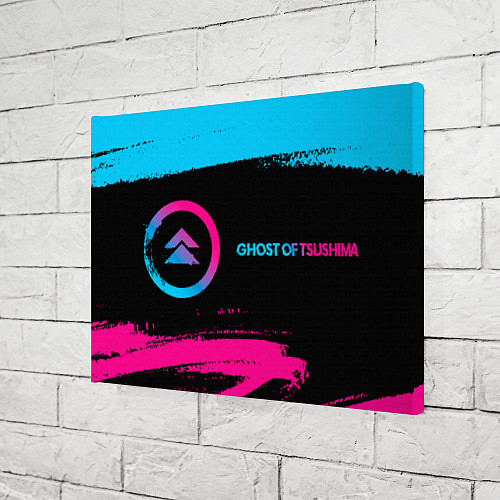 Картина прямоугольная Ghost of Tsushima - neon gradient: надпись и симво / 3D-принт – фото 3