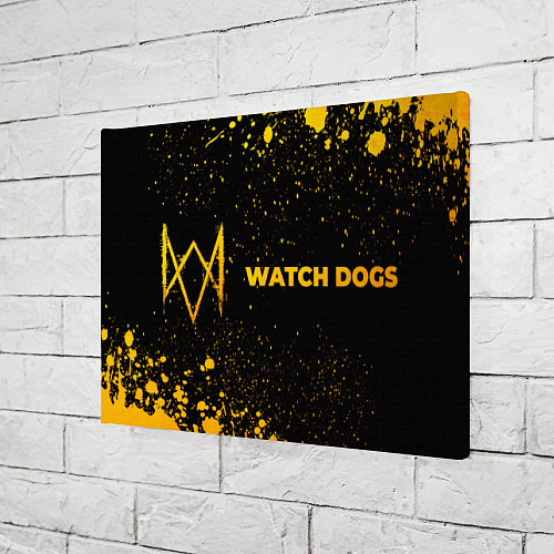 Картина прямоугольная Watch Dogs - gold gradient: надпись и символ / 3D-принт – фото 3