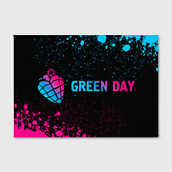 Холст прямоугольный Green Day - neon gradient: надпись и символ, цвет: 3D-принт — фото 2