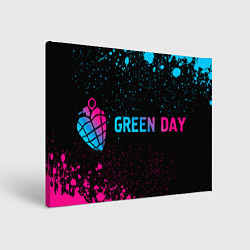 Холст прямоугольный Green Day - neon gradient: надпись и символ, цвет: 3D-принт